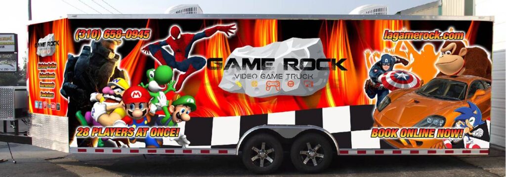 video game truck, game trailer, game bus in Los Angeles